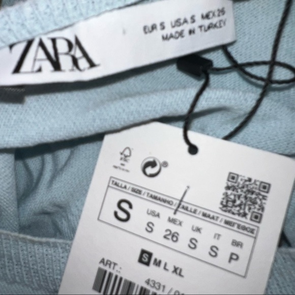 Zara NWT Baby Blue Knit Pencil Dress Open Back - Picture 6 of 6